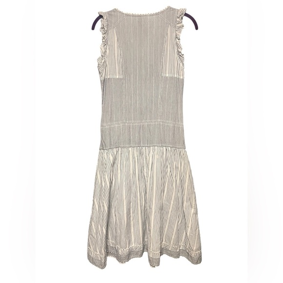 Not the same blue white pinstriped fit and flare ruffle sleeve dress whimsical - Picture 3 of 16